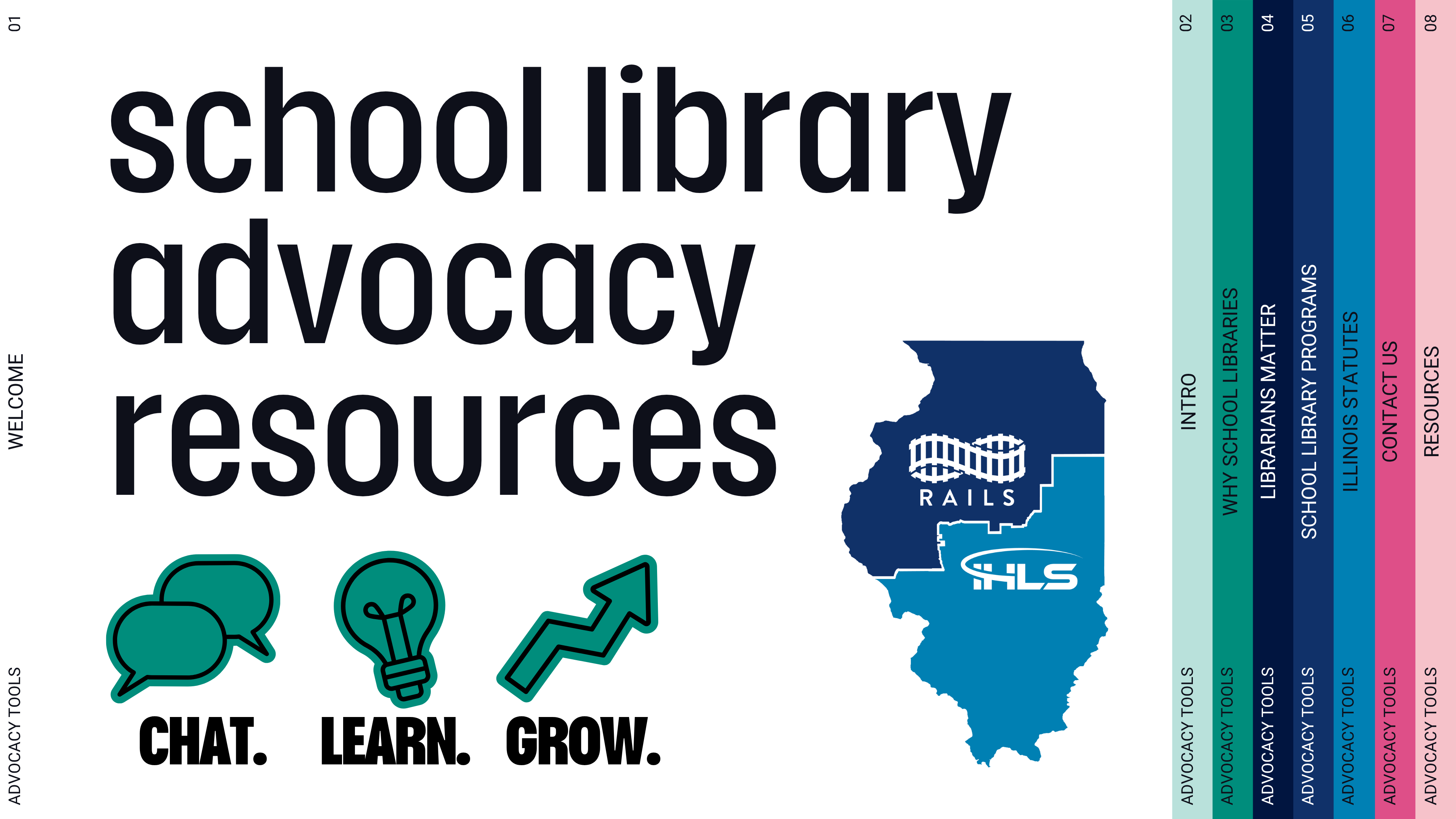 Title slide, black text on white reads "school library advocacy resources."