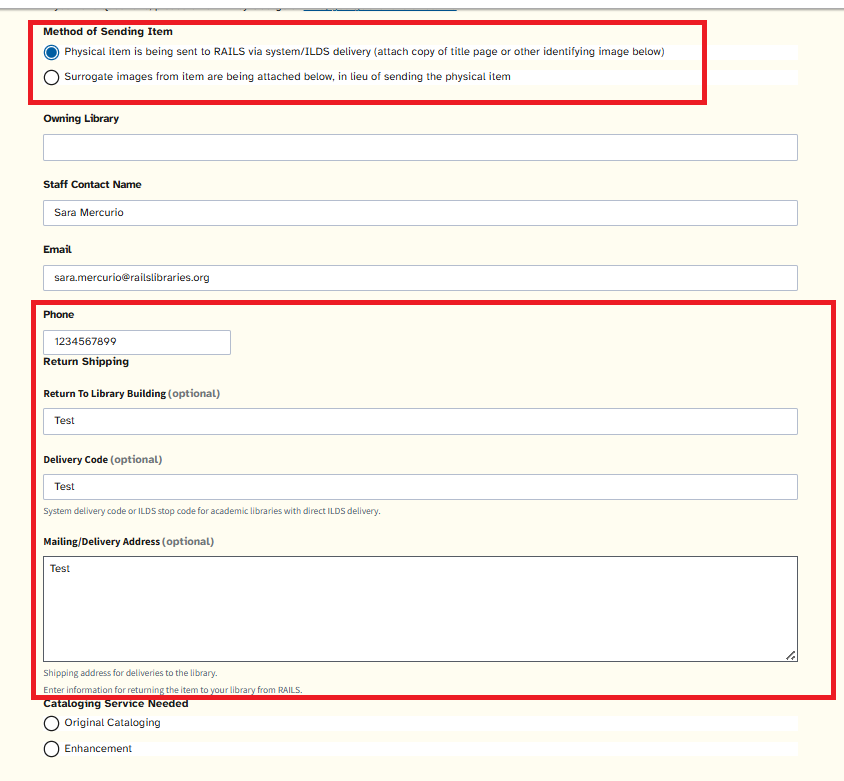 Screenshot showing fields that are automatically populated from your previous submission.
