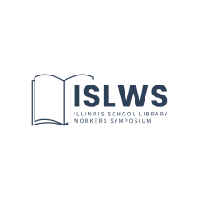 ISLWS logo, text on top of a line drawing of an open book.