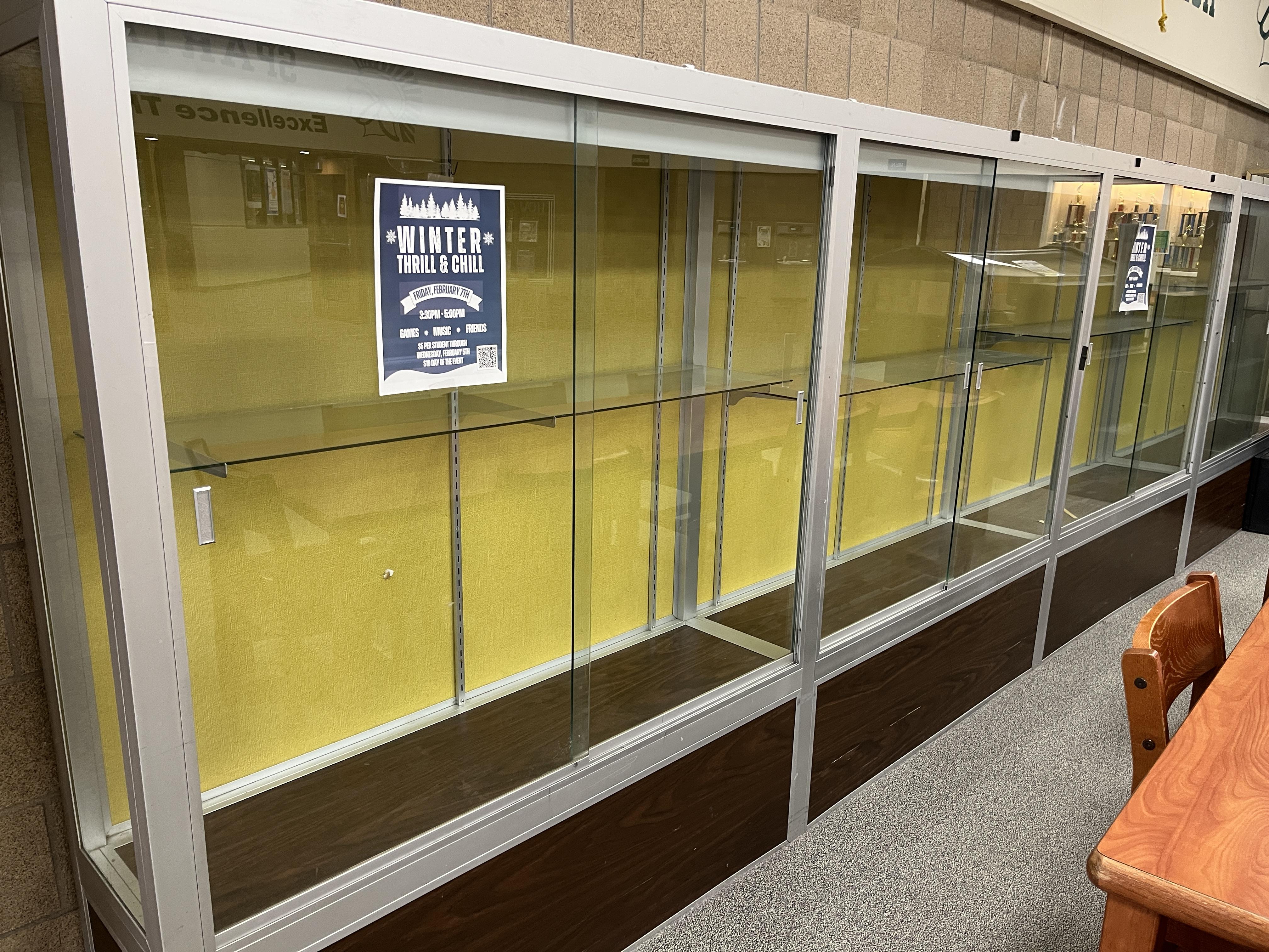 2 Display Cases (one 14ft, 3 section - one 6ft, 1 section) | Reaching ...