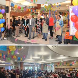 Balloon drop after ribbon cutting