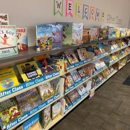 books on library shelves