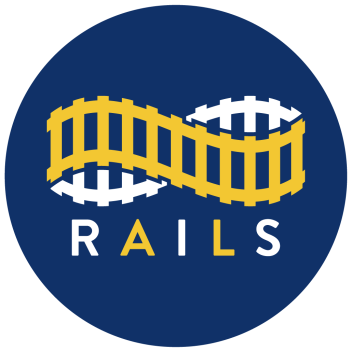 RAILS logo as blue circle 