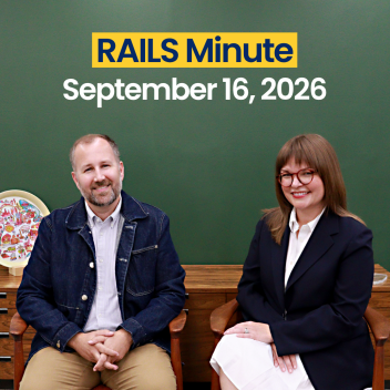 Dan Bostrom and Dan Monica sit in chairs. Rails Minute. September 16, 2026.