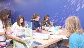 Tweens enjoying the new tween space in Kids' World at the Arlington Heights Memorial Library 