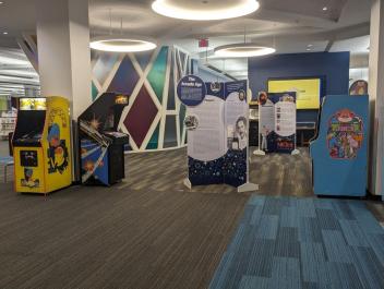 View of the arcade exhibit at the Schaumburg Library.