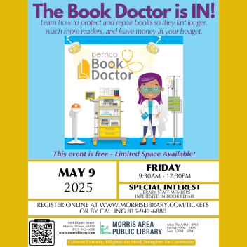 The Book Doctor is IN! - May 9, 2025 - Morris Area Public Library