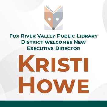 Introducing New Executive Director Kristi Howe with fox logo and teal bar at bottom