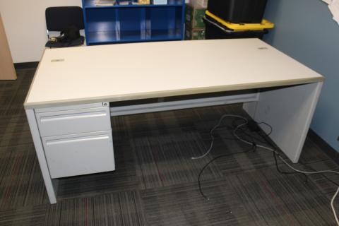 gray desk with gray laminate top