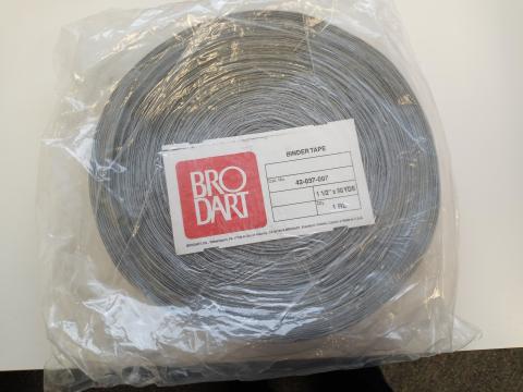 A roll of gray Brodart 1.5-inch binder tape