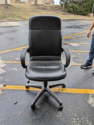 2 cloth chairs with arms and wheels