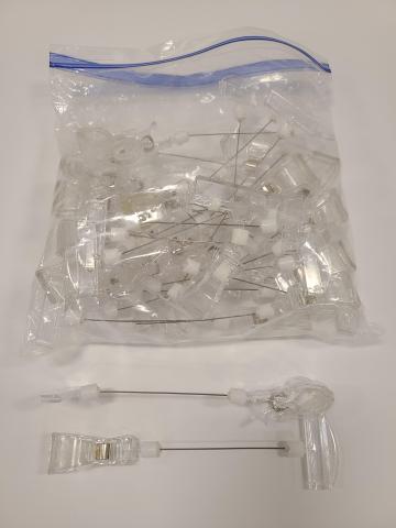 Clear plastic, clip sign holders