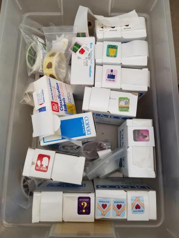 Stickers in a box