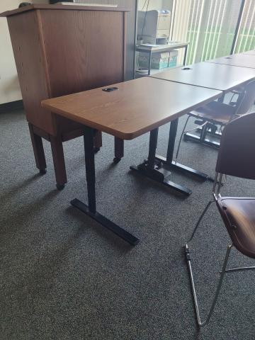 Wood computer desk with metal legs