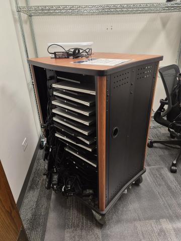 Laptop storage cart on wheels