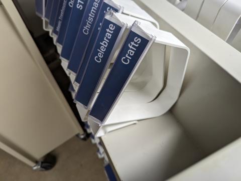 Book Supports with Label Holders