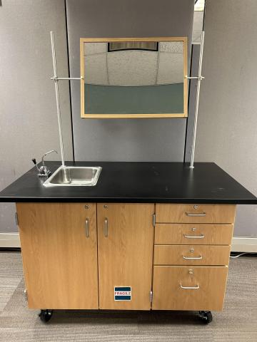 Mobile unit with counter, drawers, and sink