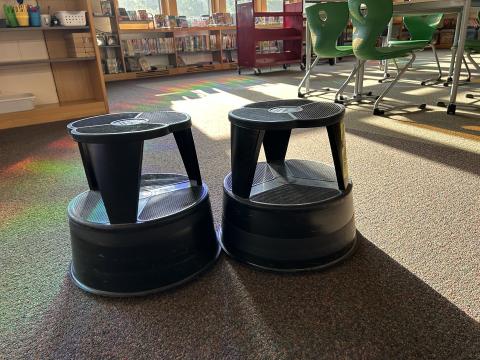 library rolling step stools 