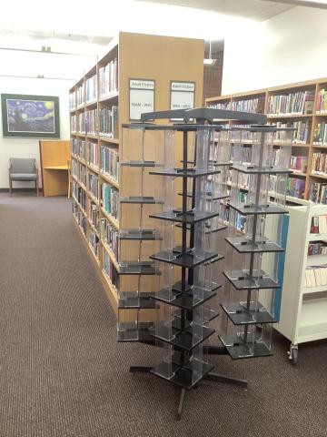 Empty paperback spinner rack