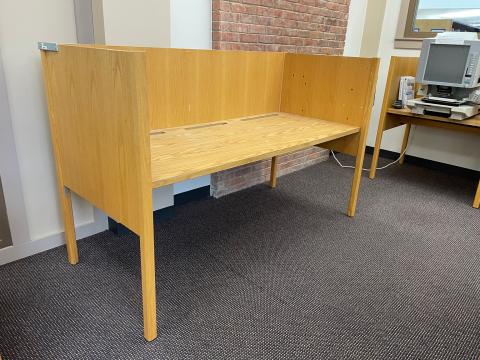 Light oak extra wide computer carrel