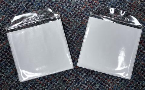 clear heavy plastic sleeves for DVD/CDs with flap
