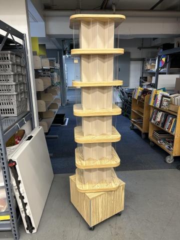 tall wooden book spinner