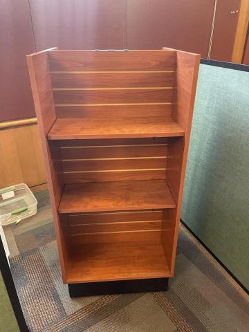 Double-sided display shelving unit
