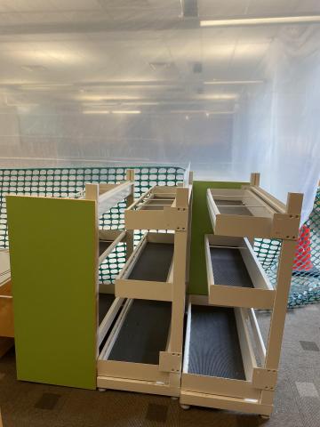 Image of three bookshelves for board books.