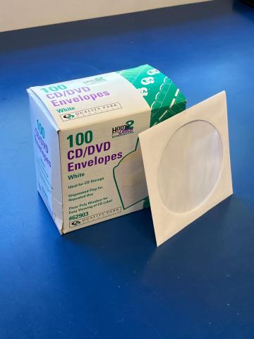 Image is a a white square box that says CD/DVD Envelopes.