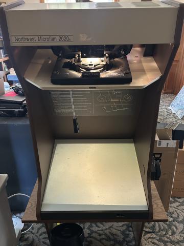 image of a northwest microfilm 2020A with lamp illuminated