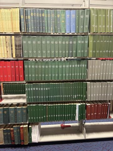 A shelf full of bound American Journal of Nursing 