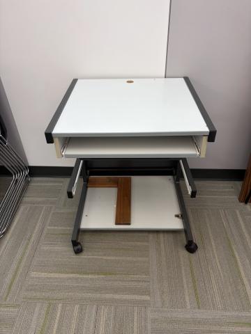 White rolling computer cart