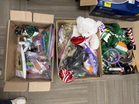 3 boxes of Holiday accessories and crafts for NYE, Valentines Day, St Patrick's Day, Christmas