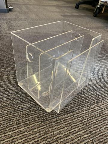 Picture of acrylic magazine holder with three slots
