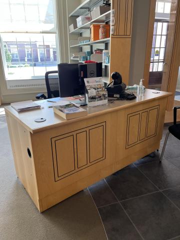 Image of wood staff desk