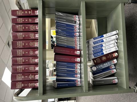 Photo of the book cart of available volumes