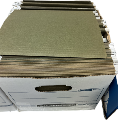One bank box of green hanging folders, multiple boxes availablee