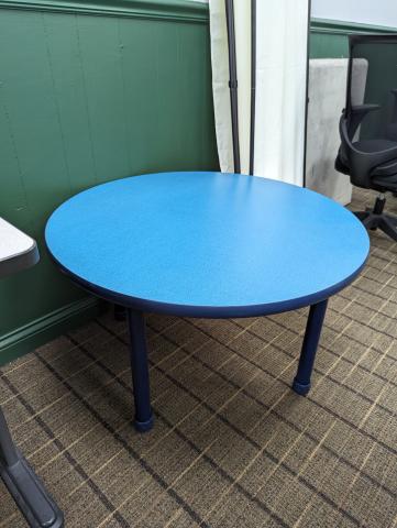 Circular blue kids sized table