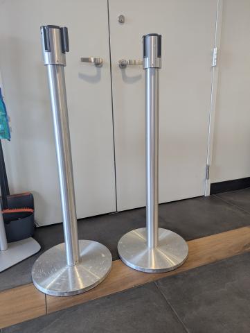 2 silver stanchions