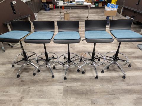 (5) Swivel Adjustable Stools with Backs