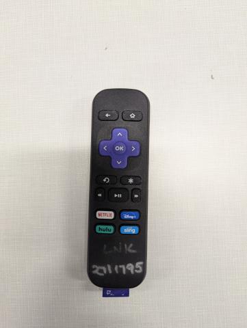 A standard black Roku remote 