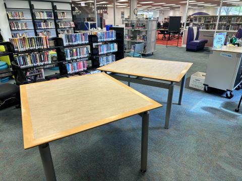 Two wood tables