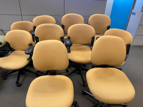 10 YELLOW OFFICE CHAIRS w/Wheels