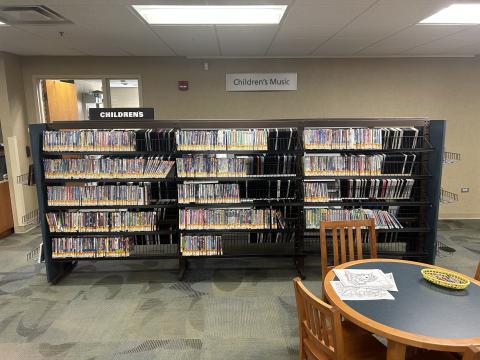 Shelving unit with DVDs