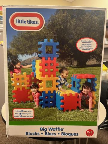 box of toy waffle blocks