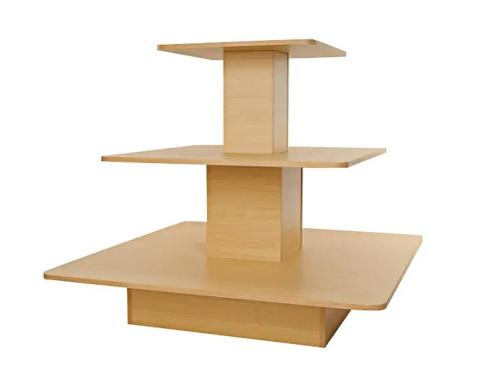 Square Maple Melamine Three-Tier Display Table