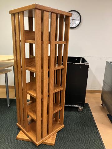 Wooden spinning bookshelf