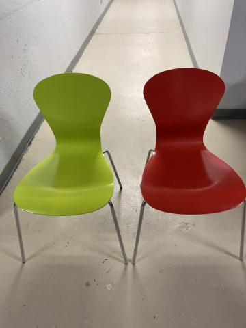 11 red stackable; green chairs no longer available