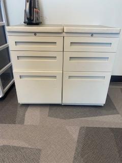 below desk height putty color file drawers