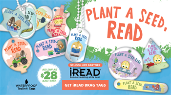 little plastic tags with summer reading designs